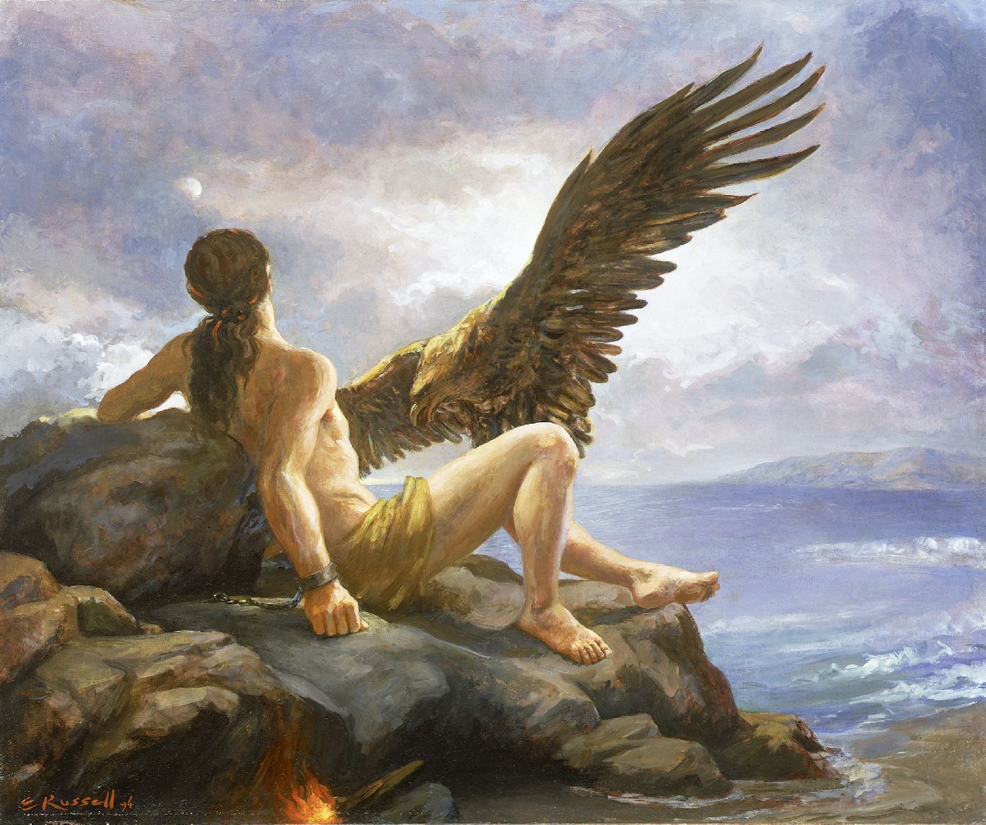 Prometheus' liver getting eaten by the eagle, by Elsie Russell